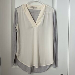 Loft XS white Cream and Gray Women's long sleeve Top